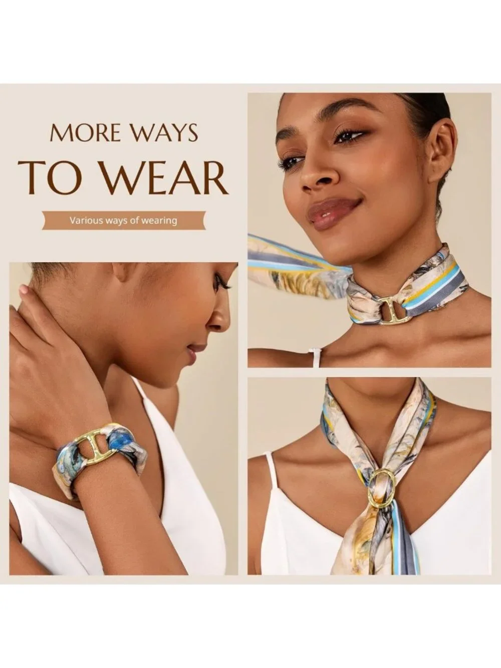 Elegant Oval Silk Scarf Ring - 18K Gold Plated Accessory for Women